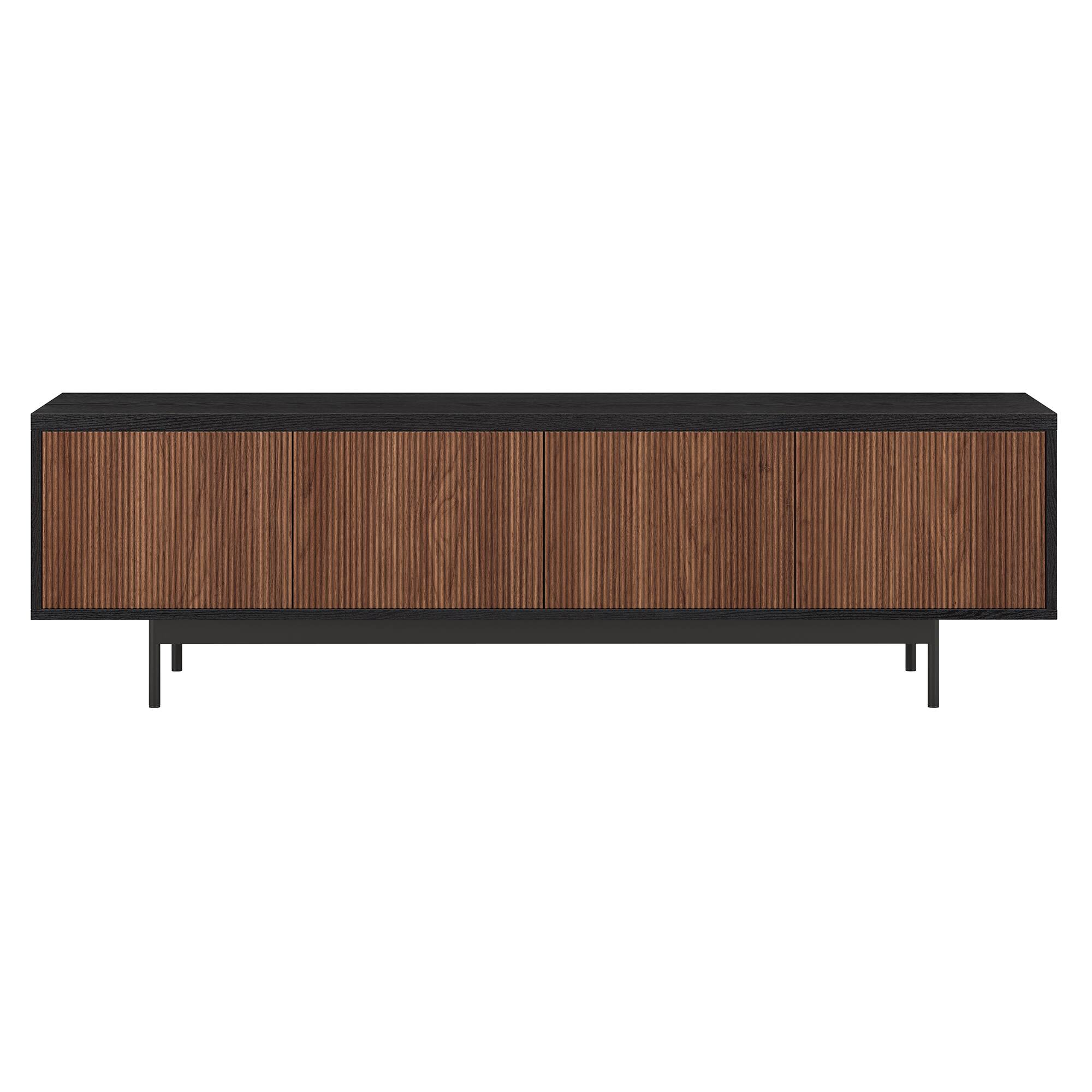 Angle. Hudson&Canal - Whitman Rectangular Fluted TV Stand for TV's up to 75" in Black Grain/Satin Walnut - Black Grain/Satin Walnut.