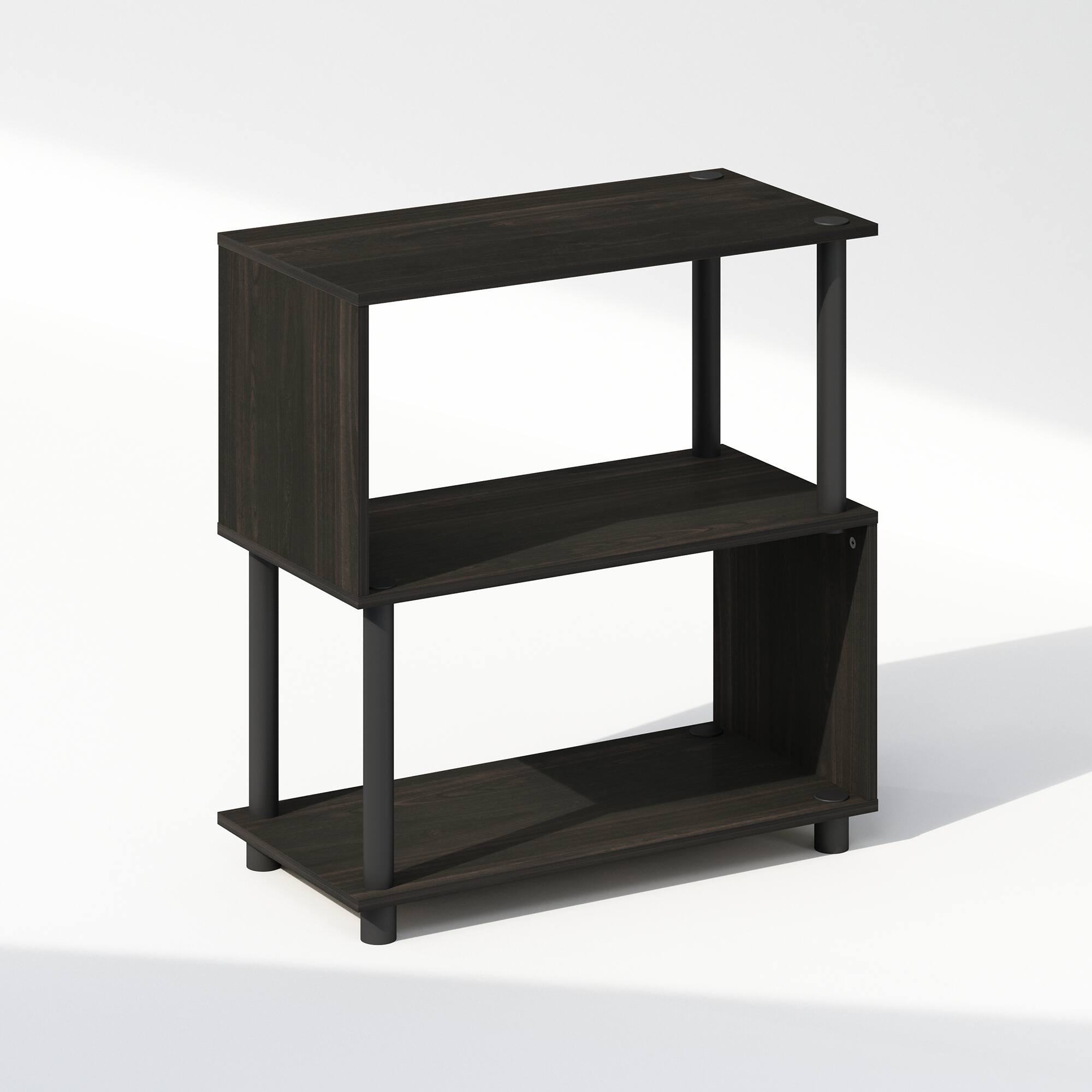 Front. Furinno - Reed 3-Tier S-Shaped Bookcase, Bookshelf - Espresso.