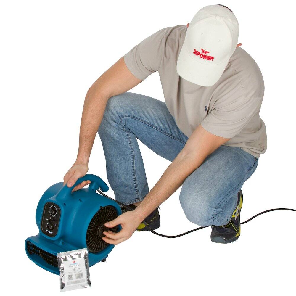 Alt View 6. XPOWER - 1/3 HP 2000 CFM 3 Speed Scented Air Mover, Carpet Dryer, Blower - Blue.