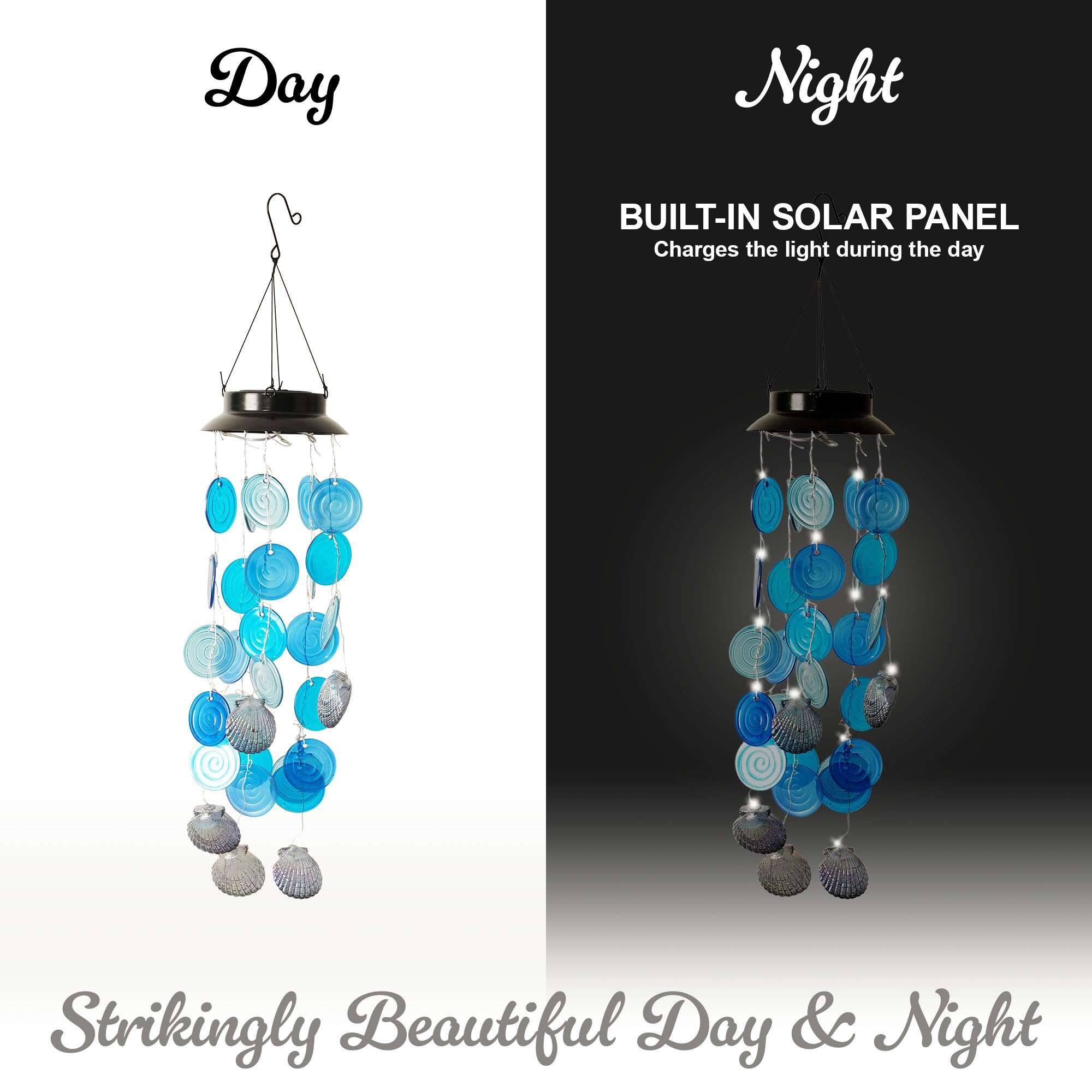 Day Night  
BUILT-IN SOLAR PANEL  
Charges the light during the day  
Strikingly Beautiful Day & Night