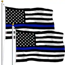 G128 - Thin Blue Line Flag 3 x 5 ft 2-Pack, Printed Polyester - Assorted Colors
