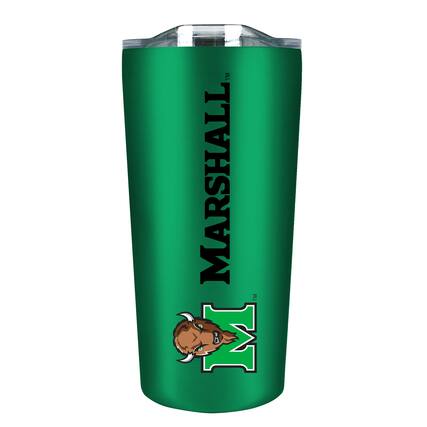 Front. The Fanatic Group - Marshall Thundering Herd 18oz. Stainless Steel Soft Touch Tumbler - Multicolor.
