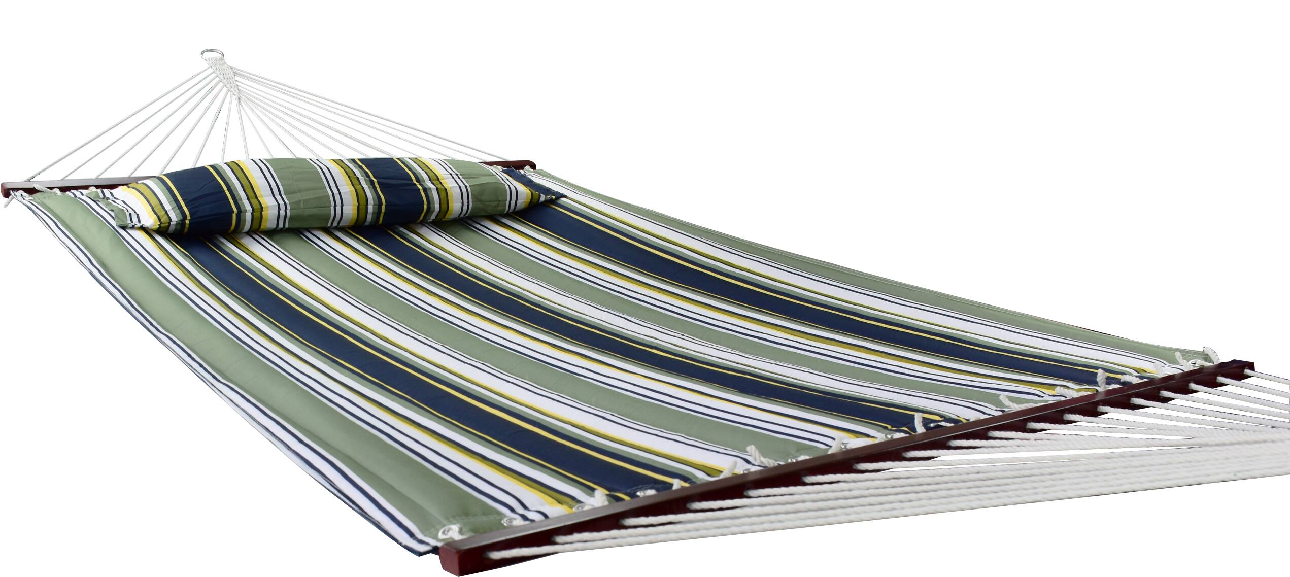 Alt View 3. Sorbus - Sorbus 2-Person Stylish Hammock with Stand- Premium Cotton 53" Large Hammock Bed- with Spreadedbars & Pillow - Blue.