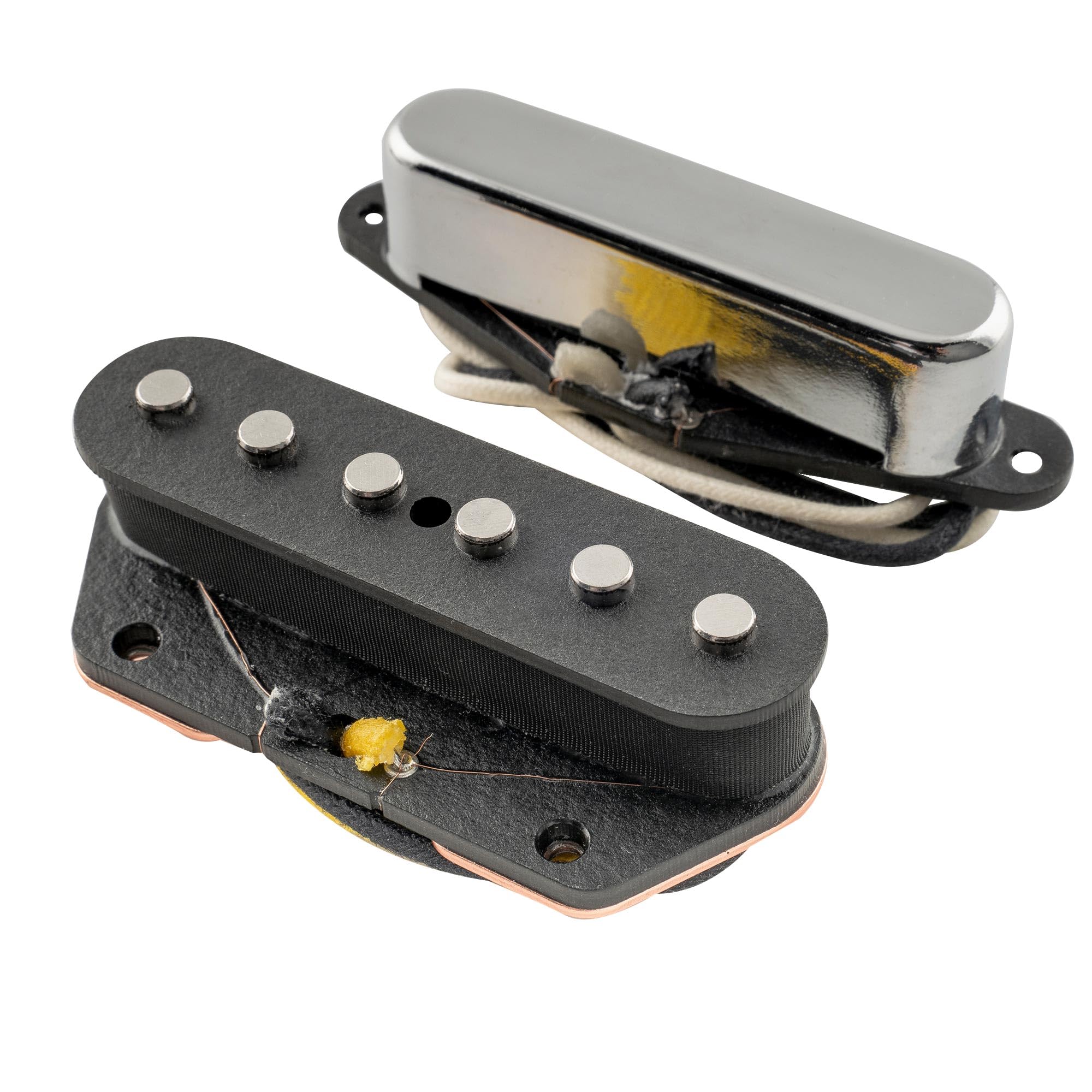 Alt View 3. Dazzling Pops - Pro Tl-50s Alnico 5 Single Coil Neck Bridge Pickups Set For Tele Style Electric Guitar Chrome - chrome.