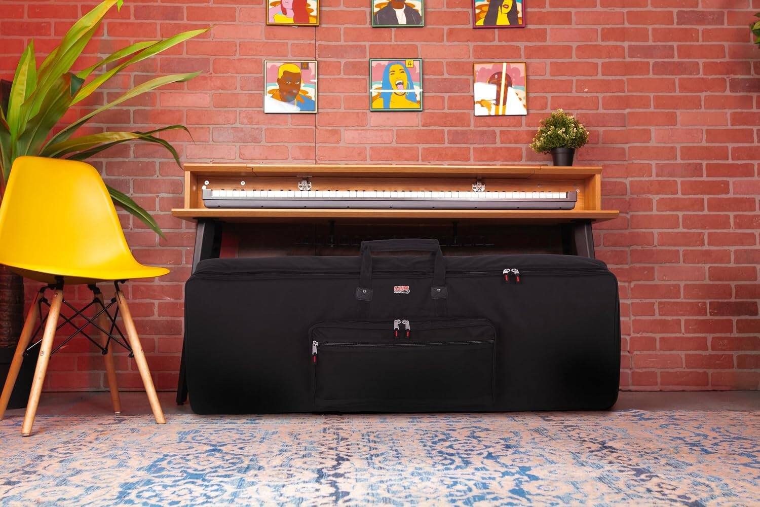 Alt View 2. Gator - Padded 61-Key Keyboard Gig Bag, Water-Resistant Heavy-Duty Nylon Exterior and 20mm Protective Foam Padding - Black.