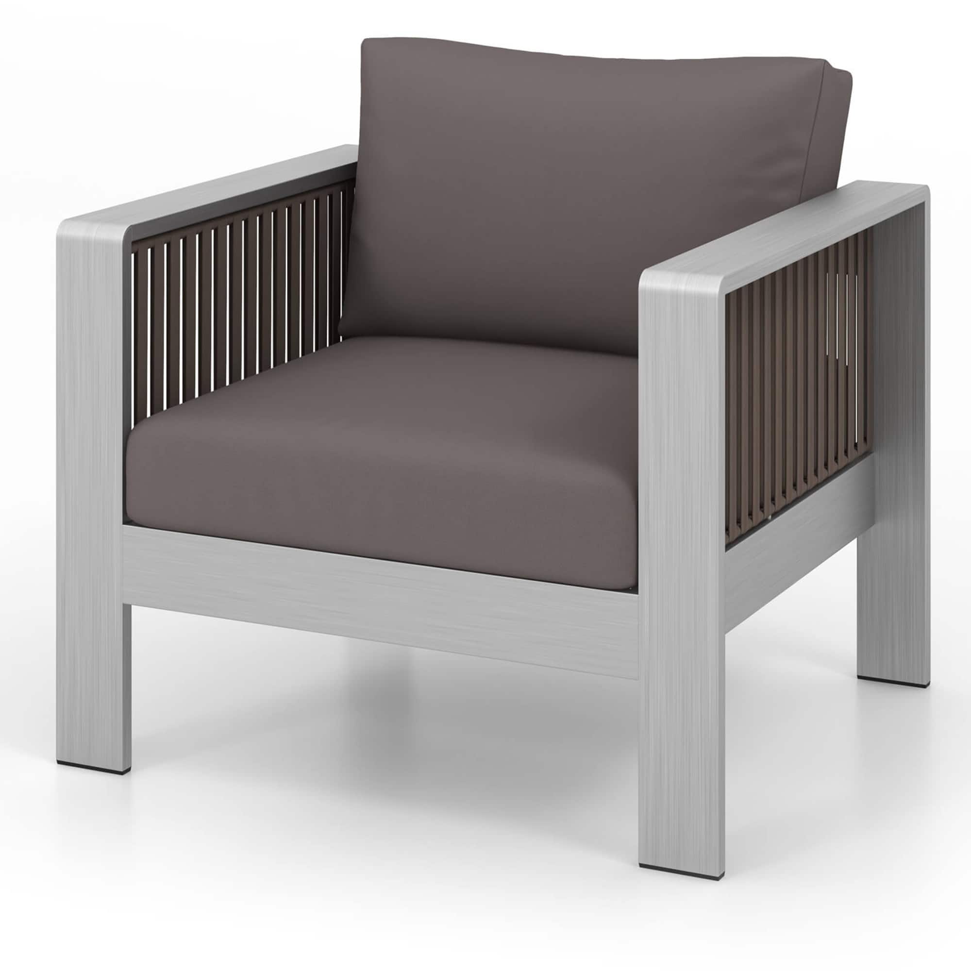 Gymax - Aluminum Single Sofa Outdoor Furniture Set w/ Thick Back & Seat Cushions - Gray price history on PriceWatchPro