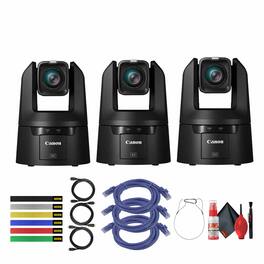 3 x Canon CR-N500 Professional 4K NDI PTZ Camera with 15x Zoom + 3 x HDMI Cable + More Bundle