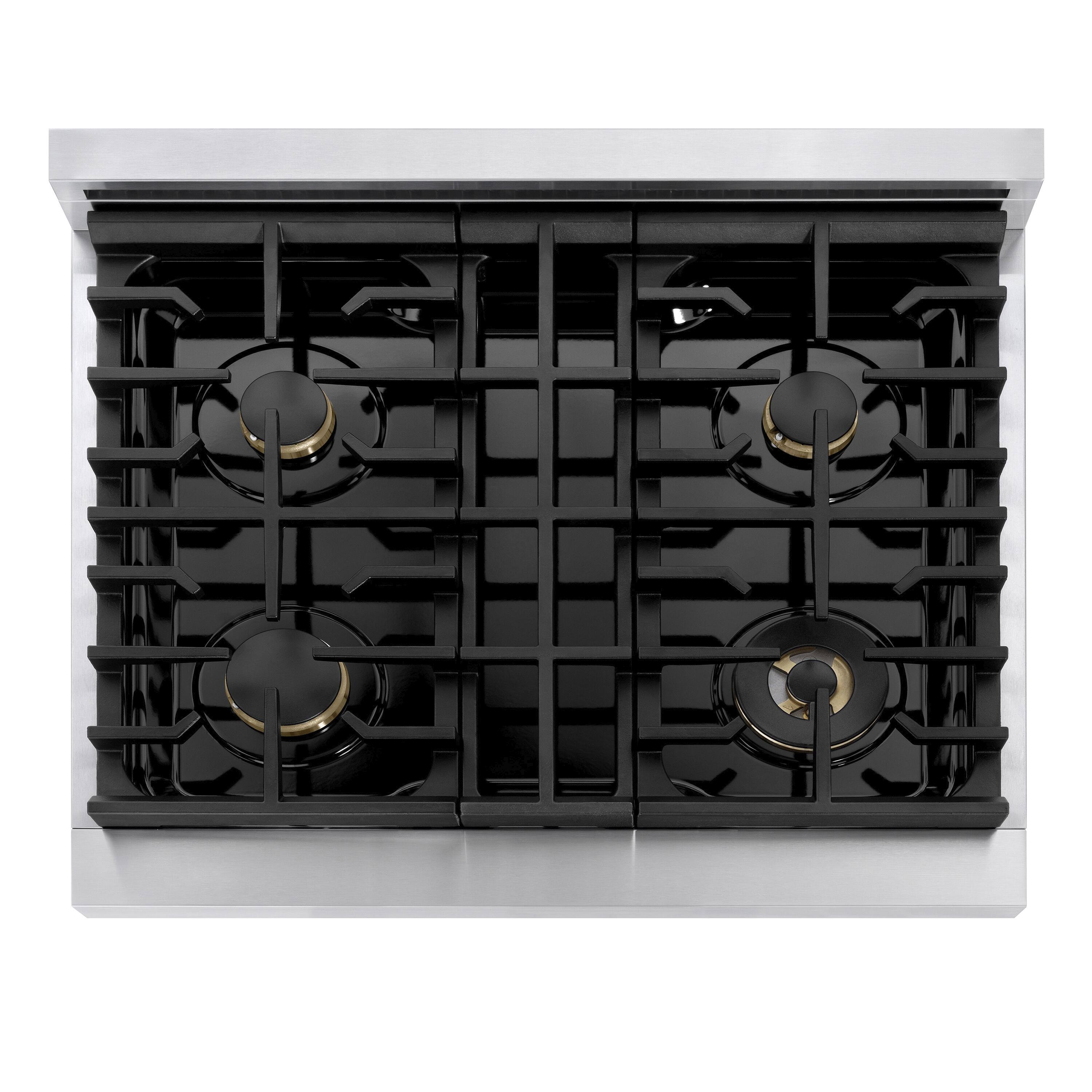 Alt View 11. ZLINE - 30 in. 4.2 cu. ft. Marino Dual Fuel Freestanding Range with 4 Brass Burner Gas Cooktop and Electric Convection Oven - Stainless Steel.