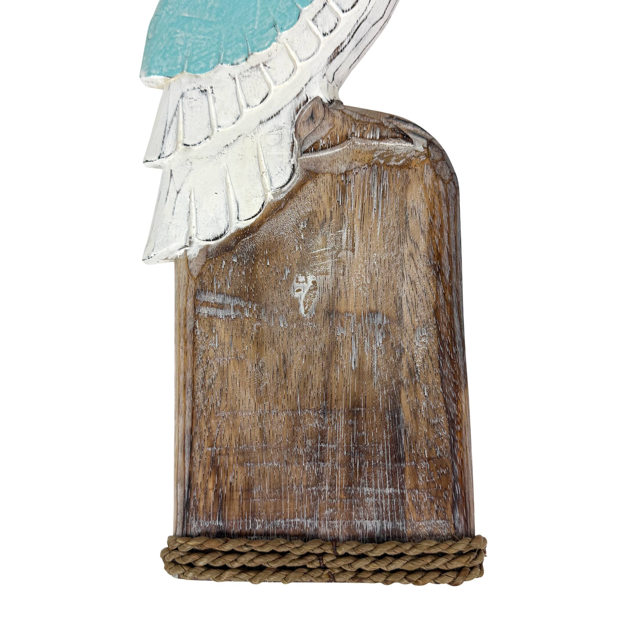 Alt View 2. Chesapeake Bay - Hand Carved Wood Pelican Wall Plaque Aqua Coastal Rope Accent 24 Inch - Aqua.
