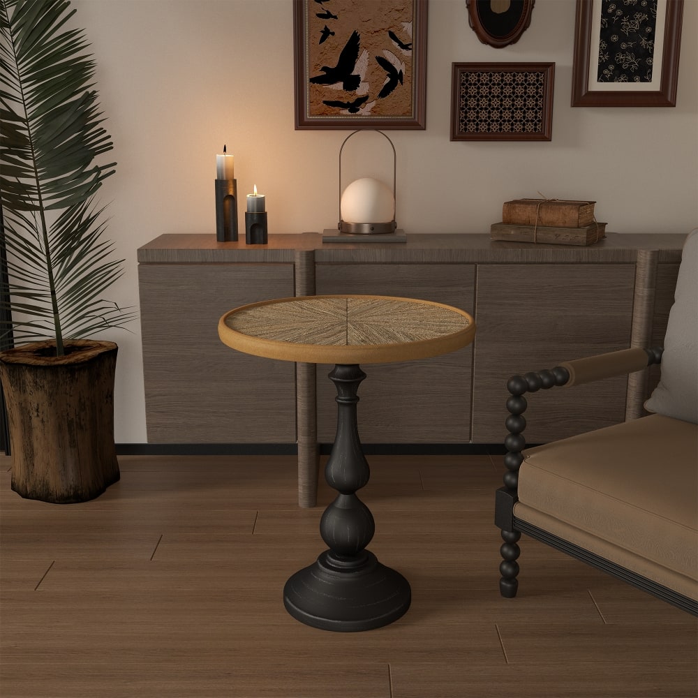 Loheer - Vintage Round Side Table French Country Accent Wooden Pedestal End Table Retro Coffee Tea Table for Living Room - Brown price history on PriceWatchPro