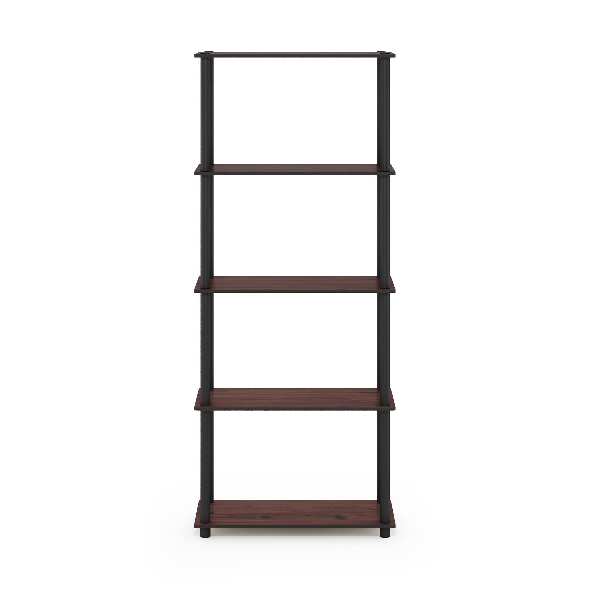 Alt View 2. Furinno - Turn-N-Tube 5-Tier Multipurpose Shelf Display Rack, Dark Cherry/Black - Dark Cherry/Black.