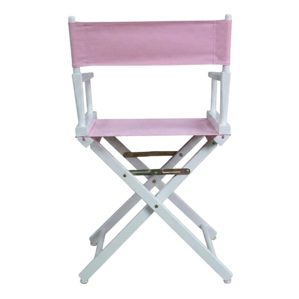 Angle. FurniFact - Pink Director's Chair - WhiteFrame/Pink Canvas.