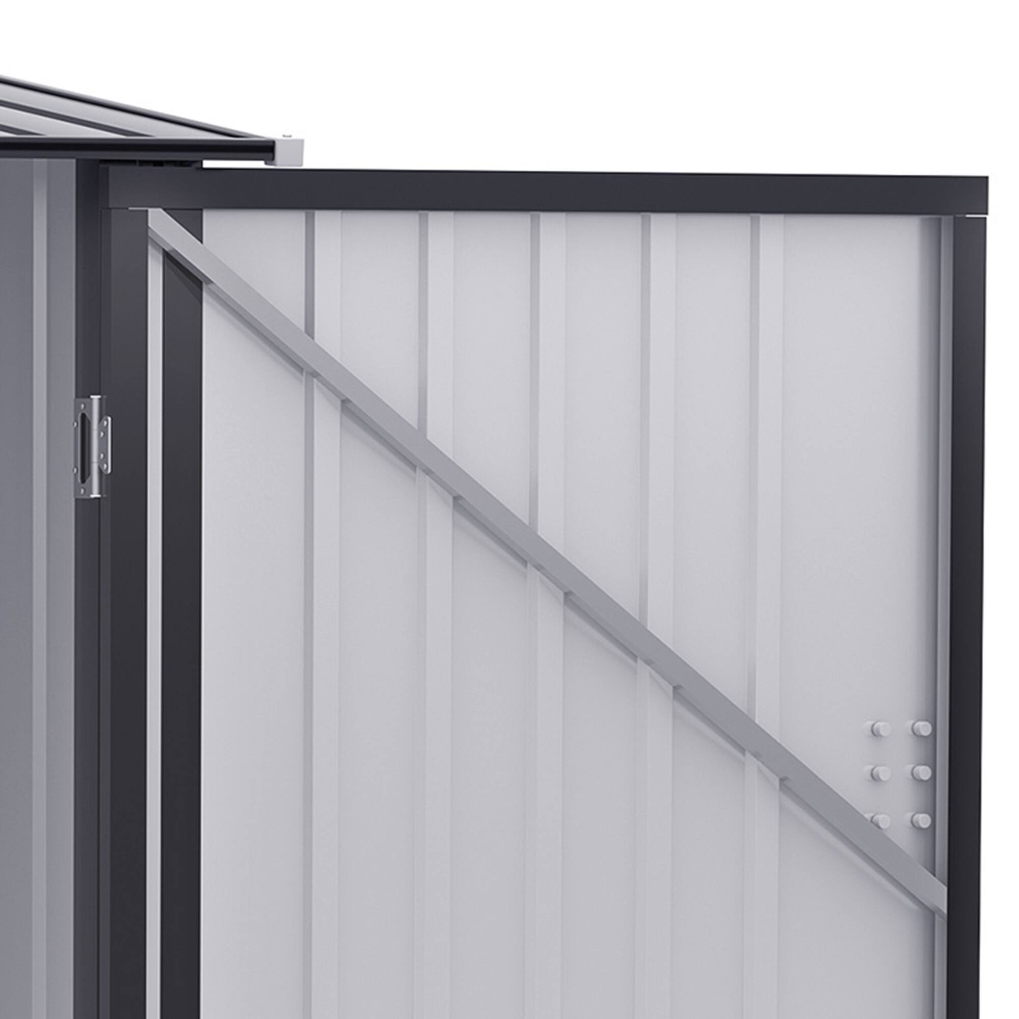 Left. APRILSOUL - Compact Lean To Galvanized Steel Shed Lockable Ventilated Yard Storage All Weather - Dark Gray.