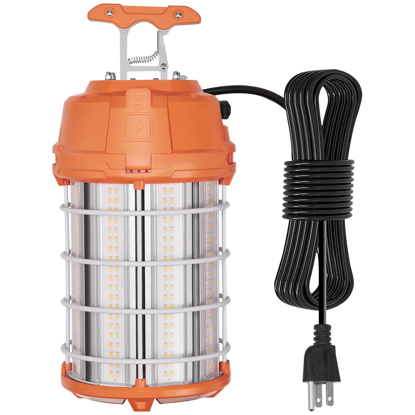 Front. VEVOR - LED Portable Work Lamp, 150W, 20000lm, 5000K Durable & Water-Resistant, Linkable up to 6 Units - Orange.