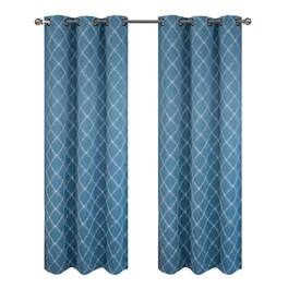 RT Designers Collection - RT Designer Collection Gable Embroidered Blackout Luxurious Decorative Grommet Curtain Panel 54" x 84" - Slate Blue