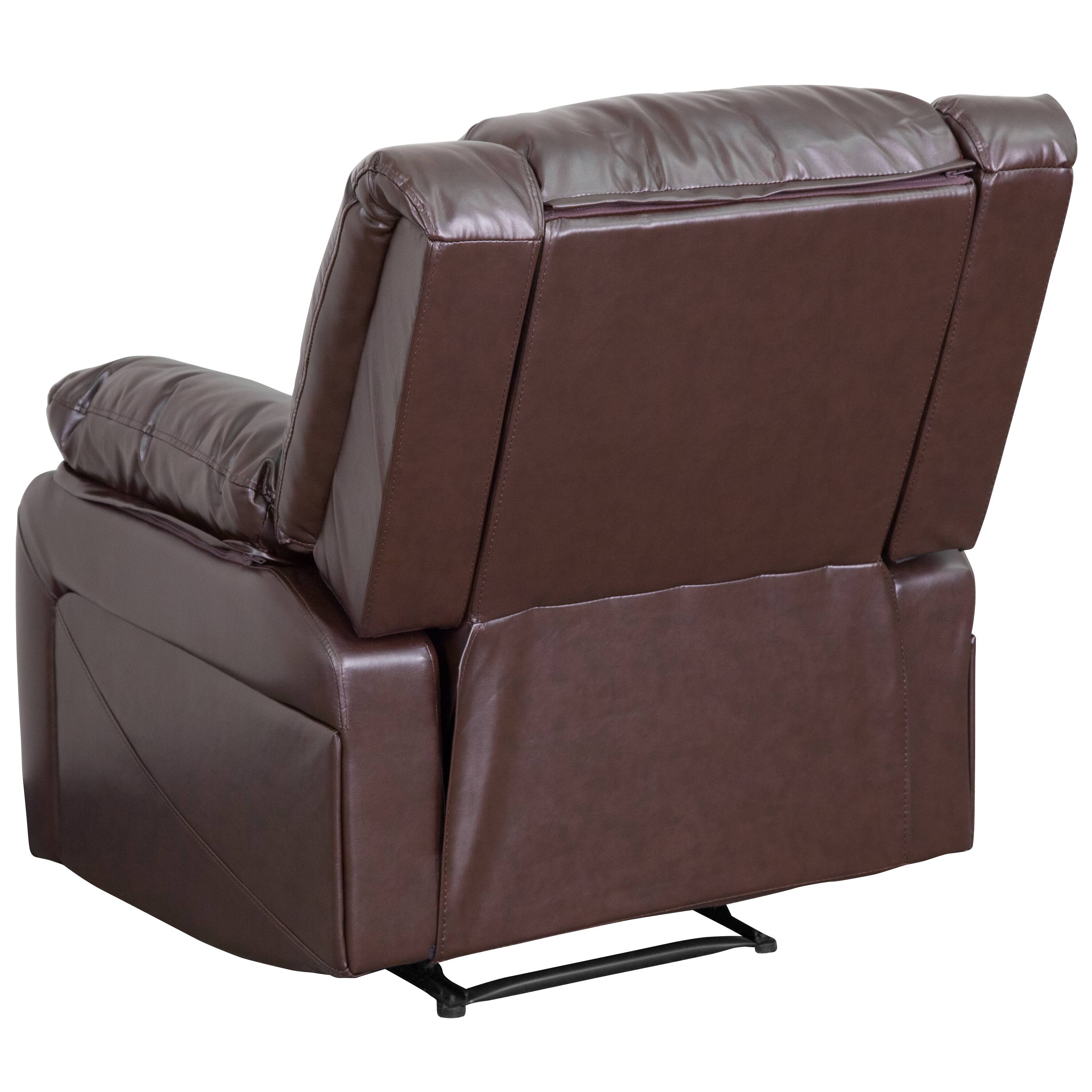 Alt View 5. Emma + Oliver - Recliner with Bustle Back and Padded Arms - Brown LeatherSoft.