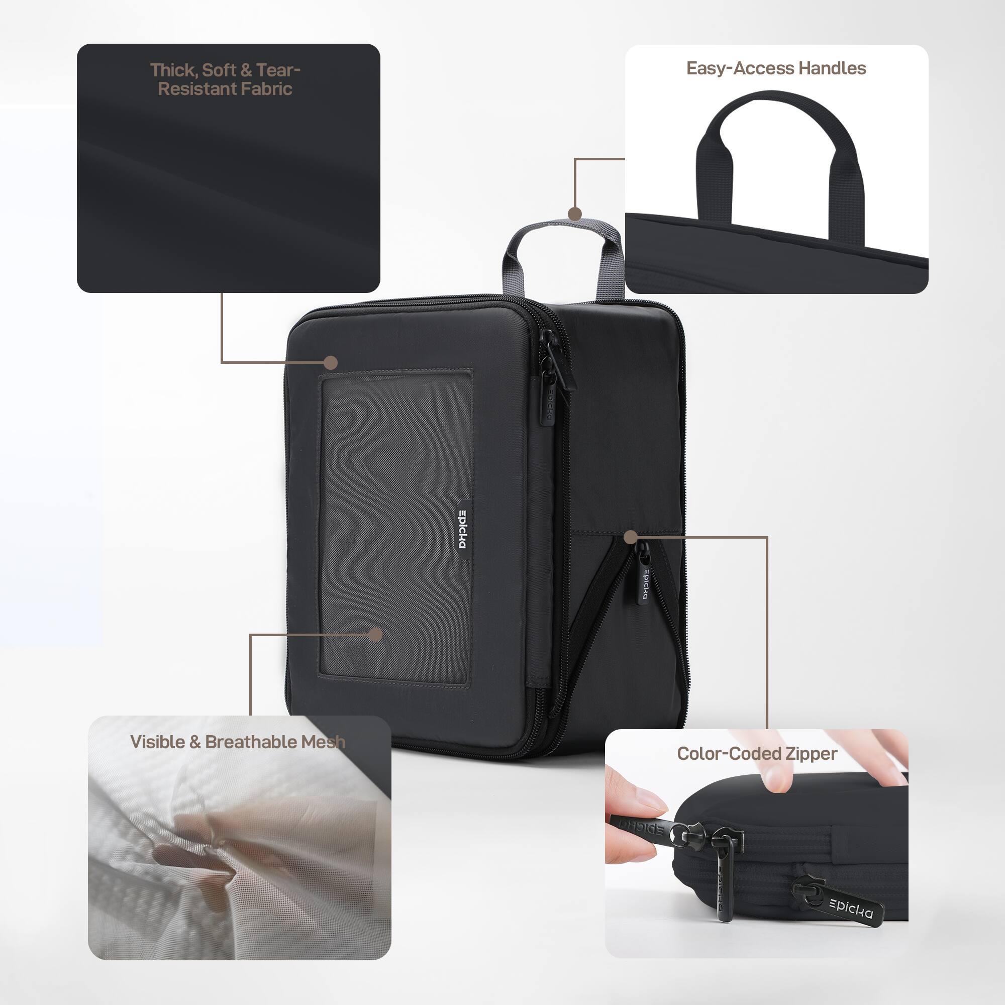 Thick, Soft & Tear-Resistant Fabric, Easy-Access Handles, Visible & Breathable Mesh, Color-Coded Zipper