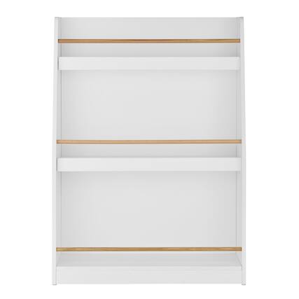Front. Danya B - Steiner White 3-Tier Kids Freestanding Bookcase with Contrasting Wood-Toned Rods - White.