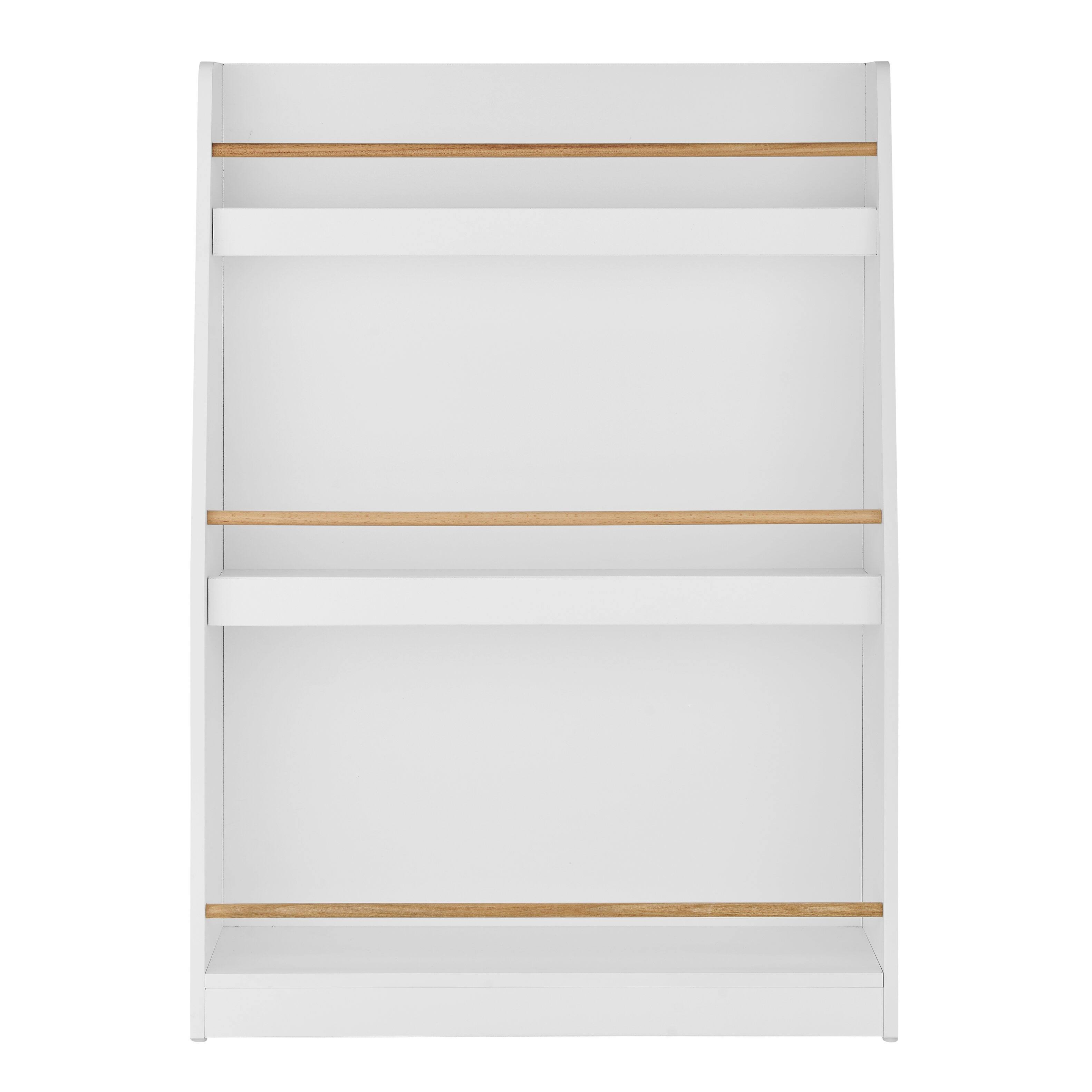 Front. Danya B - Steiner White 3-Tier Kids Freestanding Bookcase with Contrasting Wood-Toned Rods - White.