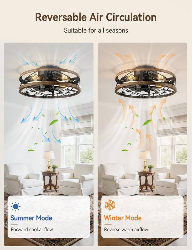 Reversible Air Circulation  
Suitable for all seasons  

Summer Mode  
Forward cool airflow  

Winter Mode  
Reverse warm airflow