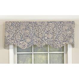 RLF Home - Stella Paisley Regal Valance 3" Rod Pocket 50" x 17" - Navy