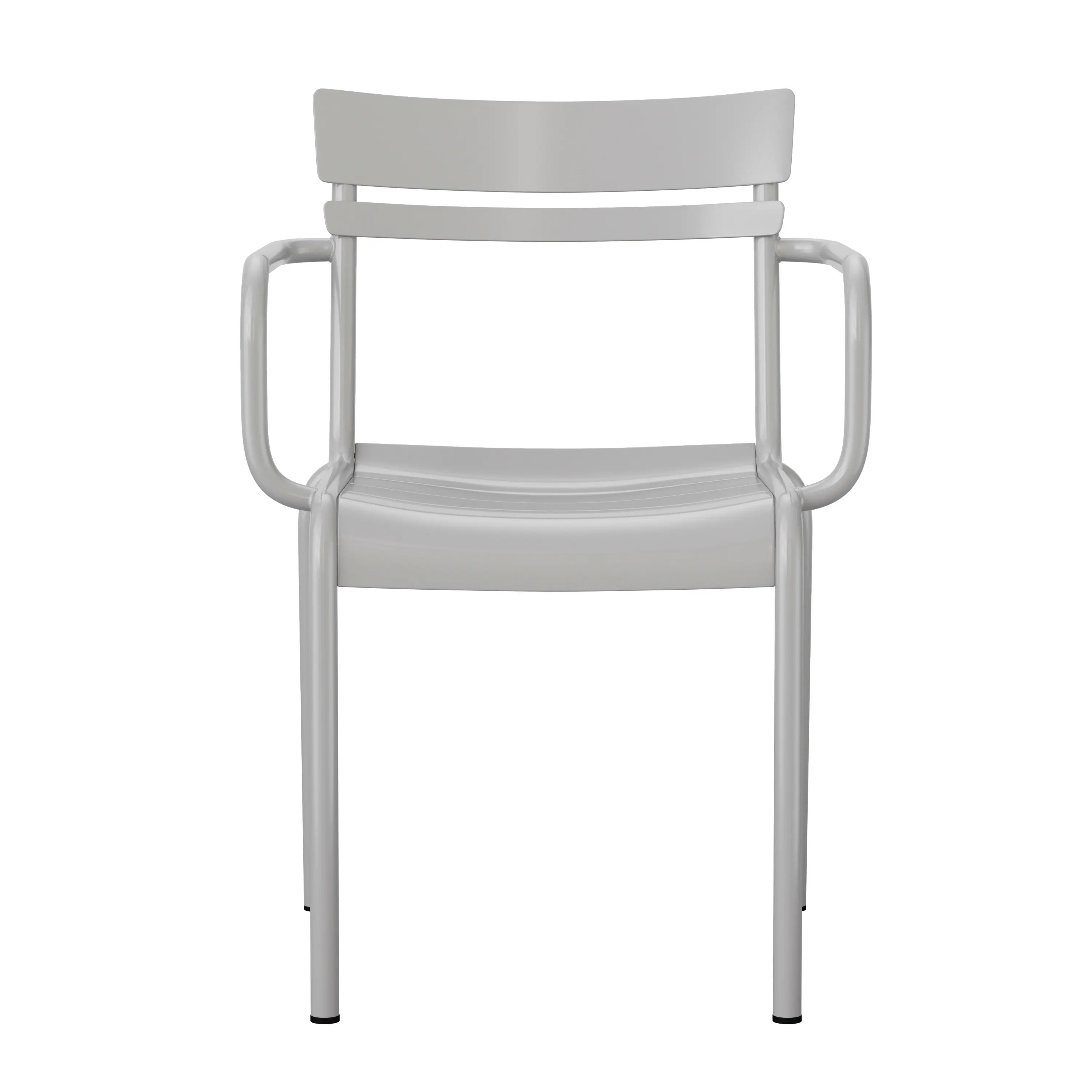 Angle. Flash Furniture - Nash Commercial Grade Silver Steel Indoor-Outdoor Stackable Chair with 2 Slats and Arms - Gray.
