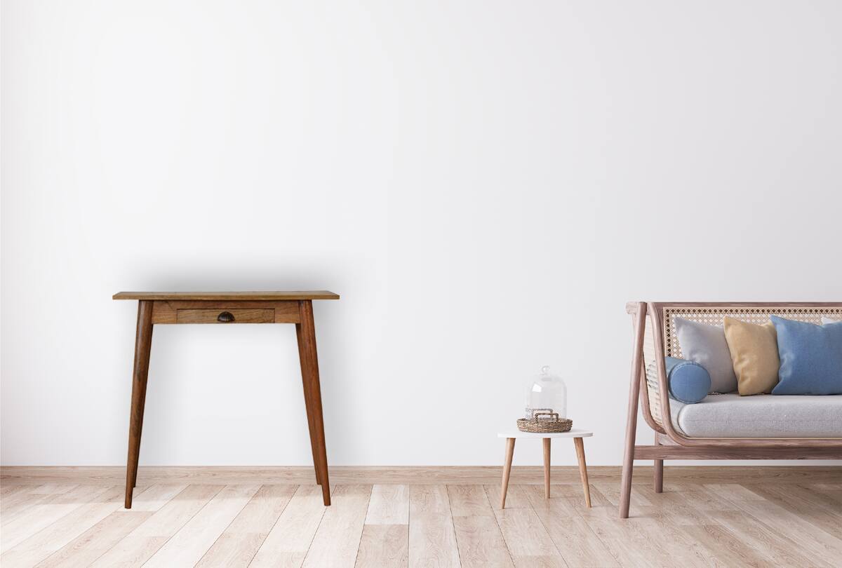 Alt View 7. Artisan Furniture - Artisan Furniture Solid Wood Mini Nordic Style Writing Desk, 1 Drawer, Brown - Brown.