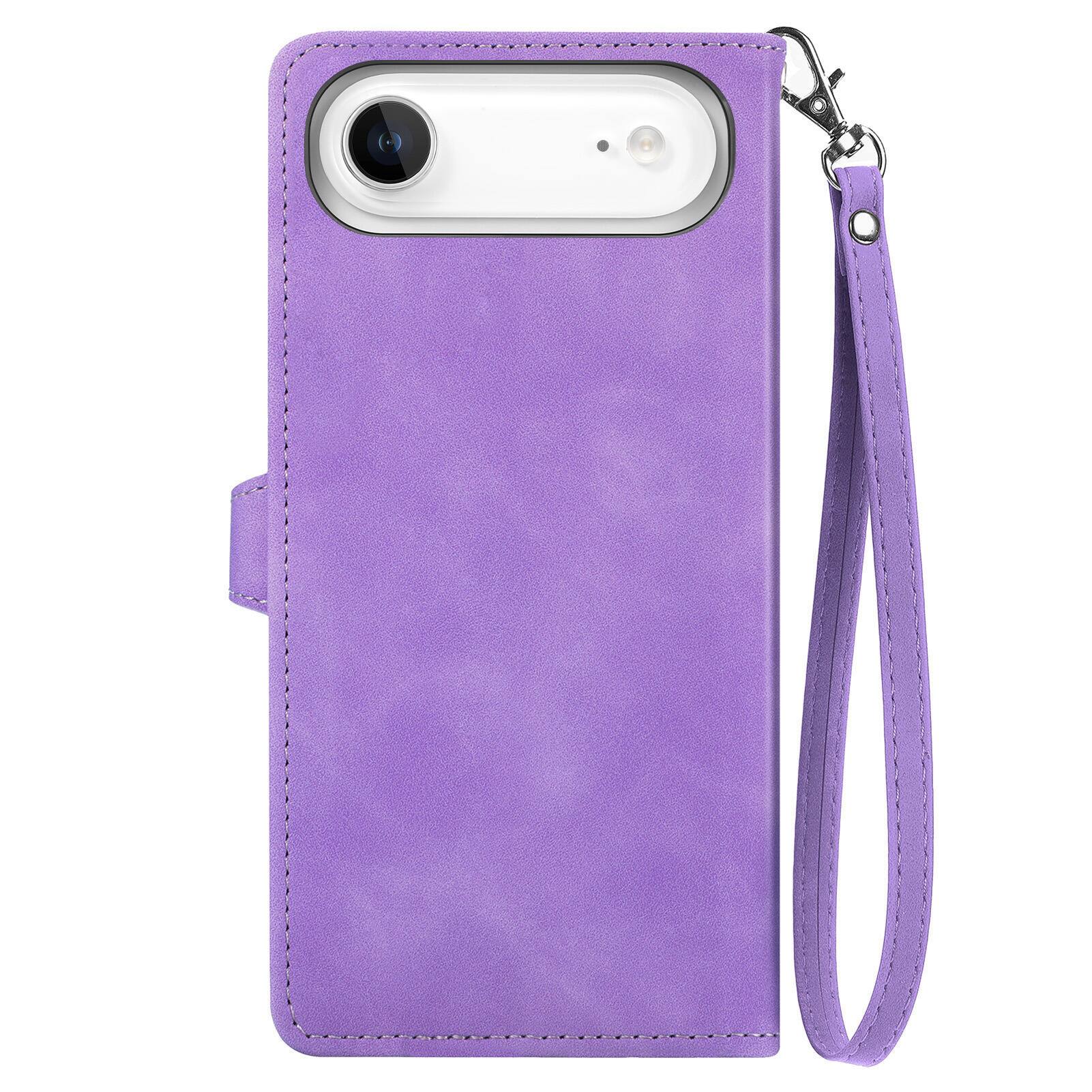 Alt View 1. Dteck - for Apple iPhone Air 2025 Wallet Case,Folio Shockproof PU Leather Card Holder Cover with Zipper Pocket & Wrist Strap - Purple.
