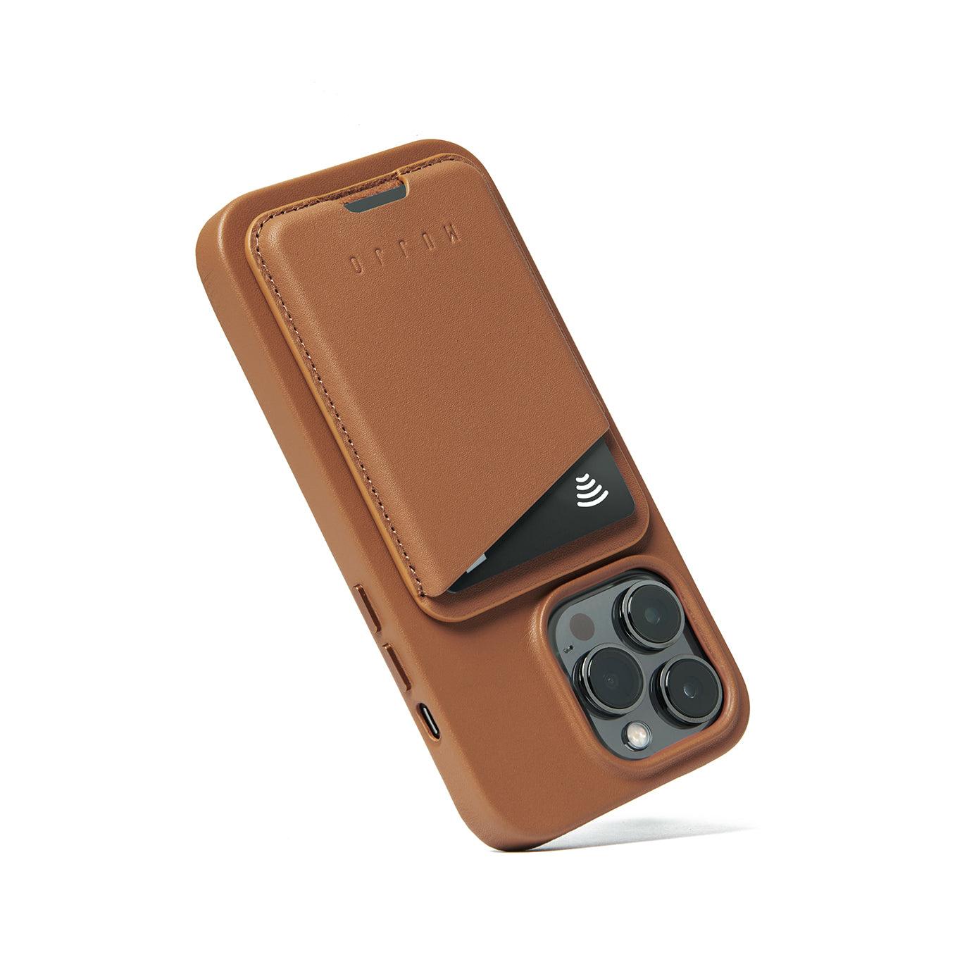 Alt View 6. Mujjo - Full Leather MagSafe Wallet for iPhone - Dark Tan.