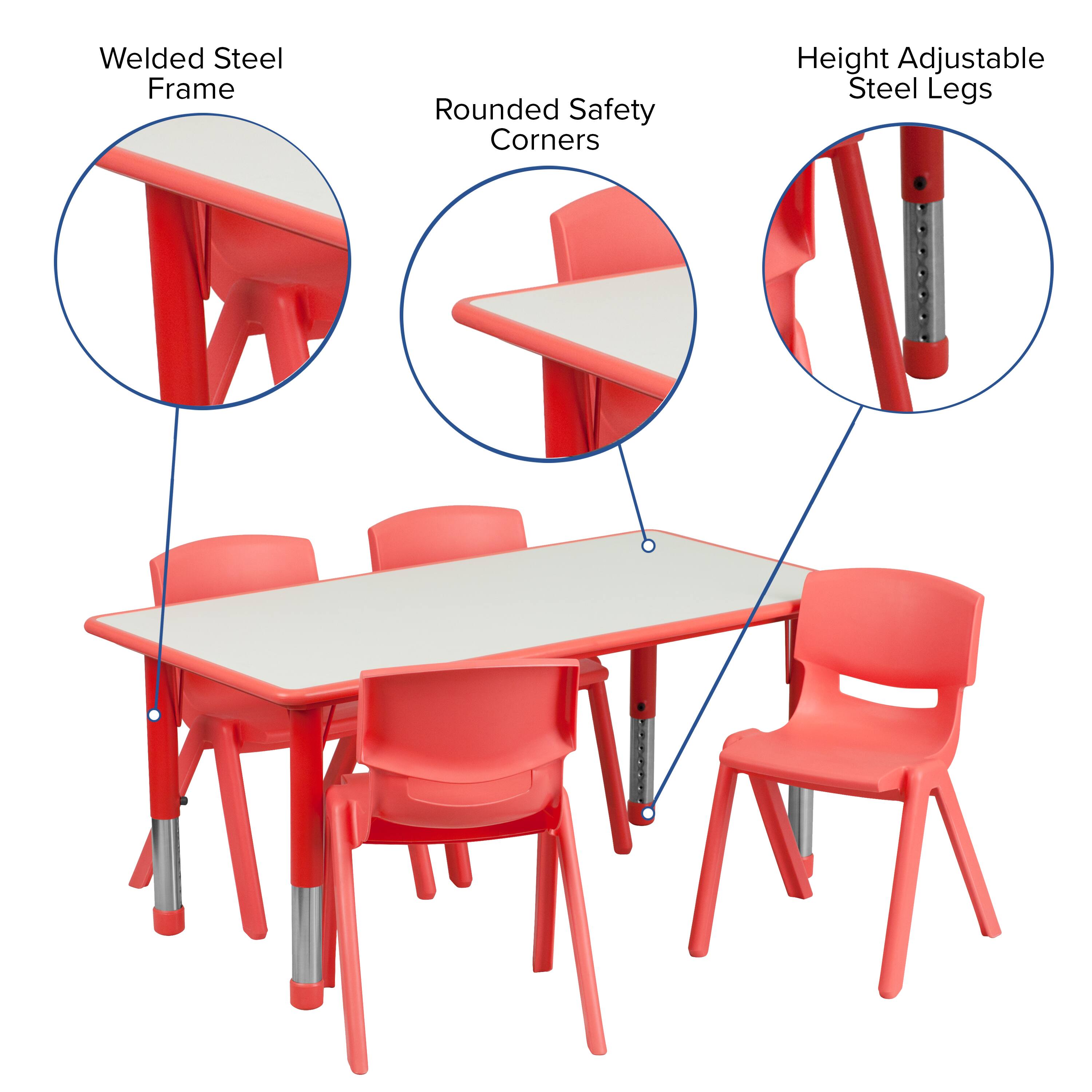 Welded Steel Frame  
Rounded Safety Corners  
Height Adjustable Steel Legs