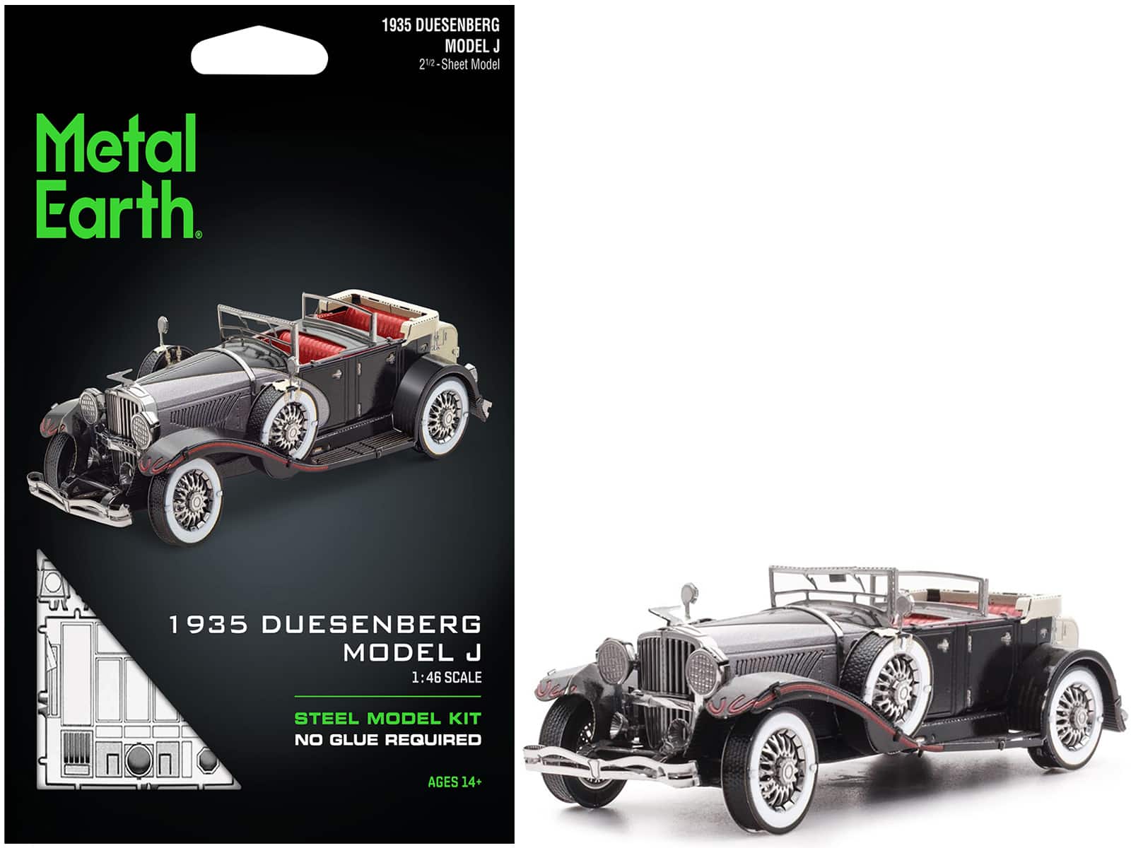 Model Kit 1935 Duesenberg Model J (Moderate Difficulty) Steel Model by Metal Earth - Black