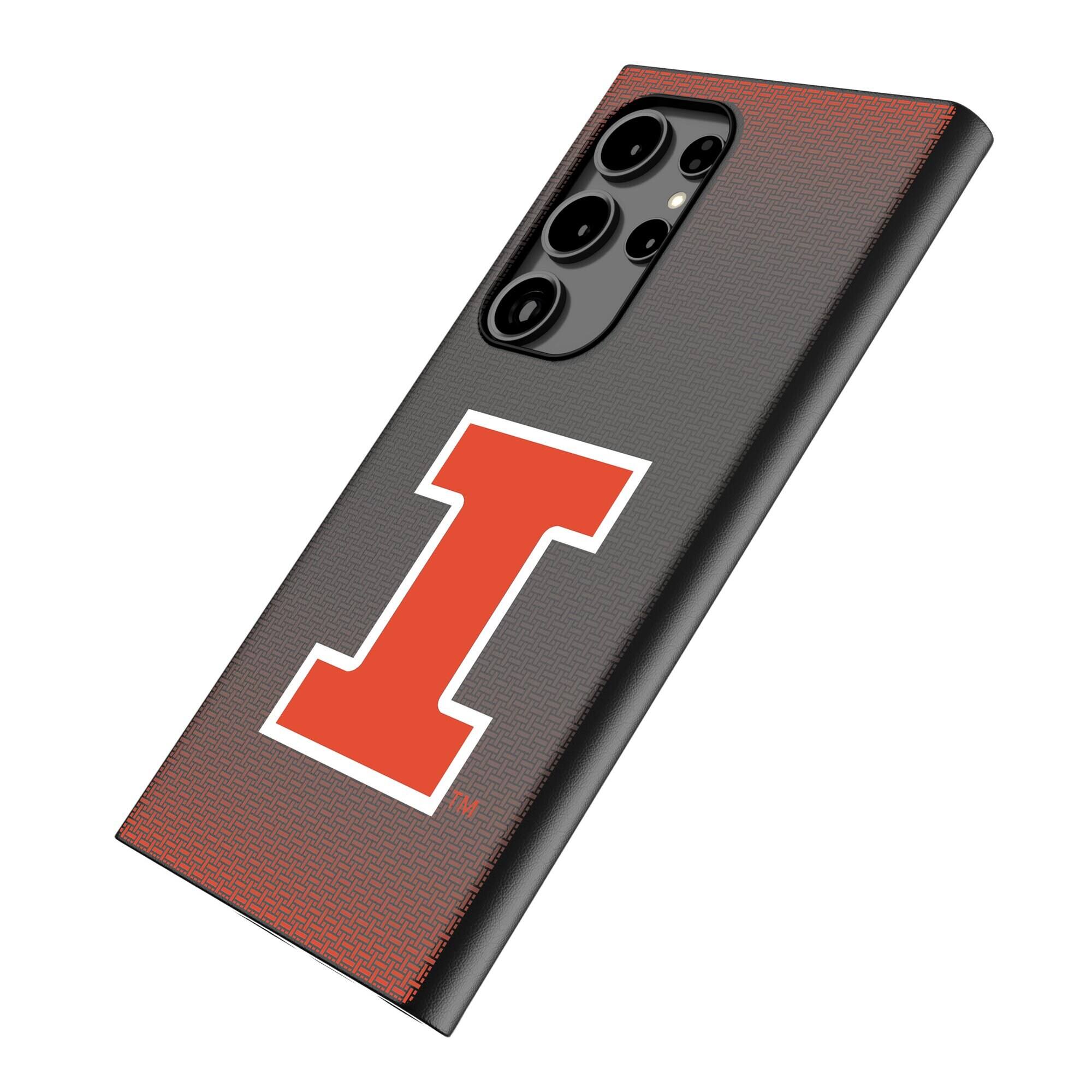 Alt View 1. Keyscaper - Illinois Fighting Illini Linen Galaxy Magnetic Bump Case - S24 Ultra - Black.