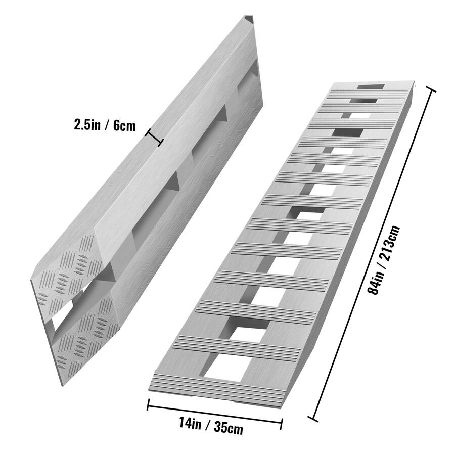 Silver Cross Ramp VEVOR 84x14 Inch Aluminum Ramps 6000LBS Capacity Car Trailer Truck ATV ...