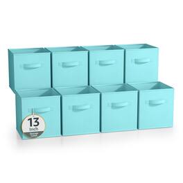 Sorbus - Fabric Storage Cubes, 8 Foldable Storage Bins for Organizing Pantry, Cubbies, Toy Box, Clothes Storage - Aqua