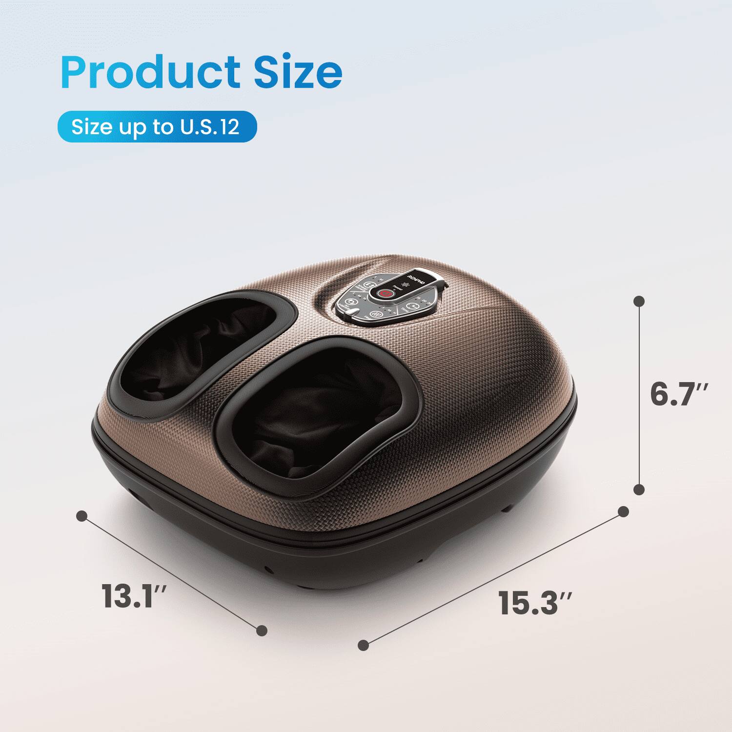 Product Size  
Size up to U.S. 12  
6.7" 13.1" 15.3"