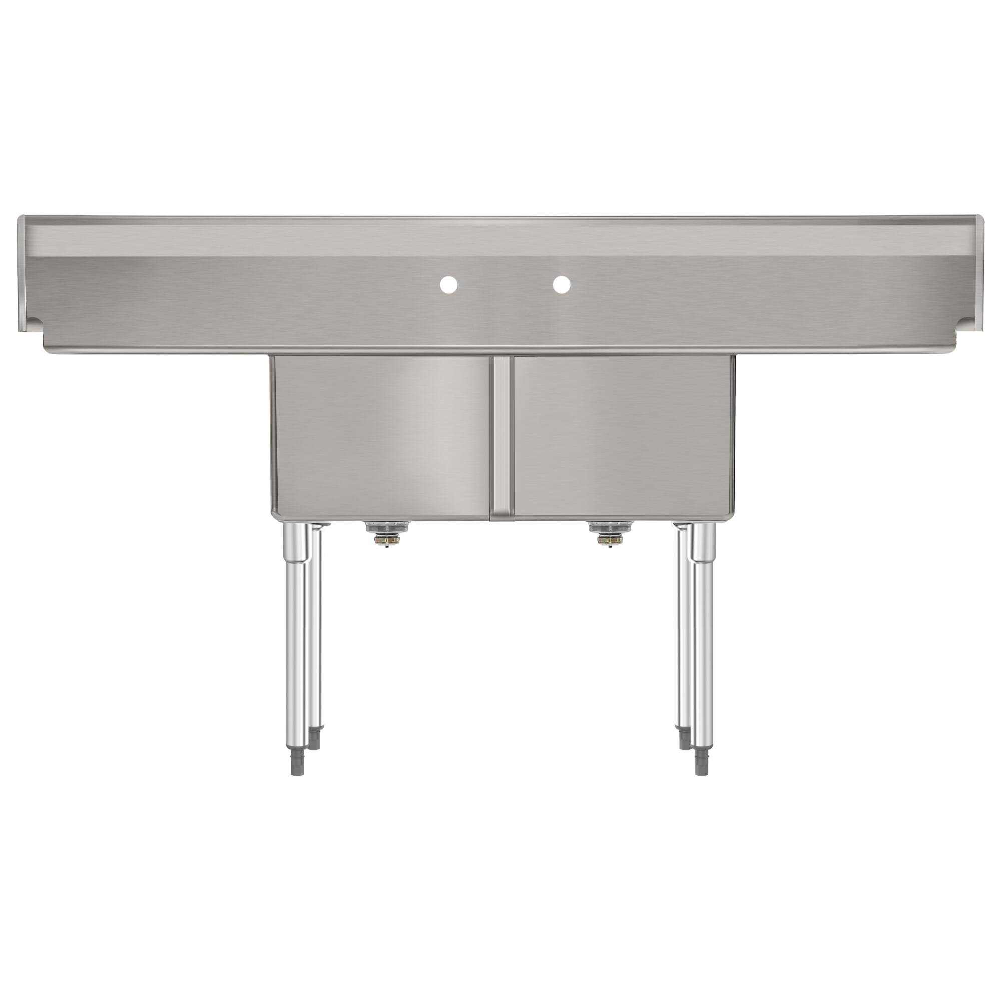 Alt View 6. Koolmore - 72 in. 18-Gauge 2-Compartment  Sink with Backsplash and Dual 18 in. Drainboards, Bowl Dimensions 18"x18"x14" - Stainless Steel.
