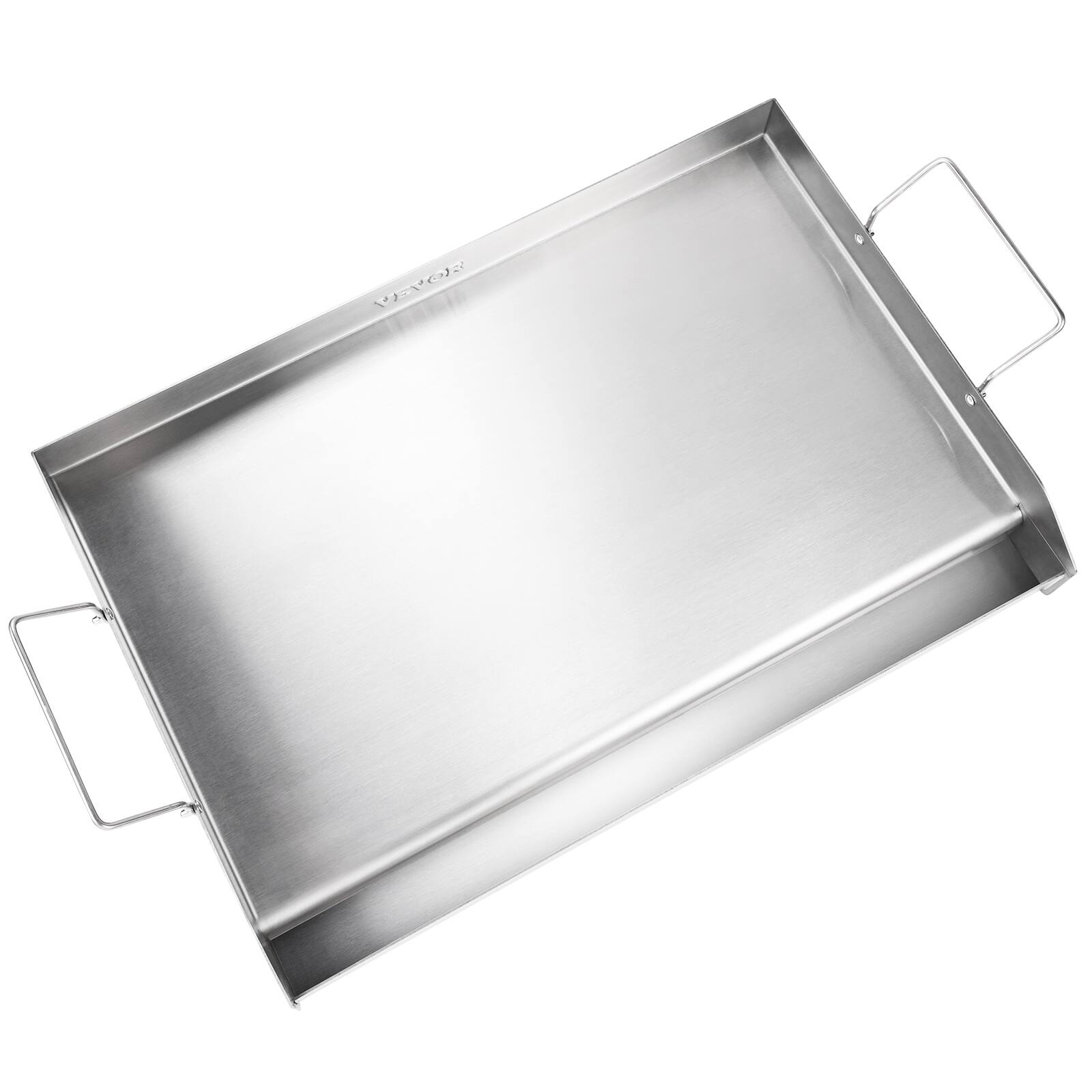 Alt View 5. VEVOR - Stove Top Griddle, 23.5"x16" Pre-Seasoned Stainless Steel Griddle, Rectangular Double Burner Griddle Pan - Silver.