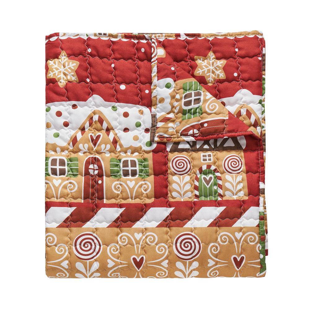 Alt View 2. Greenland Home Fashions - Greenland Home Fashions Gingerbread Lane Luxurious Super Soft Plush Throw Blanket 50" x 60" Red - Red.