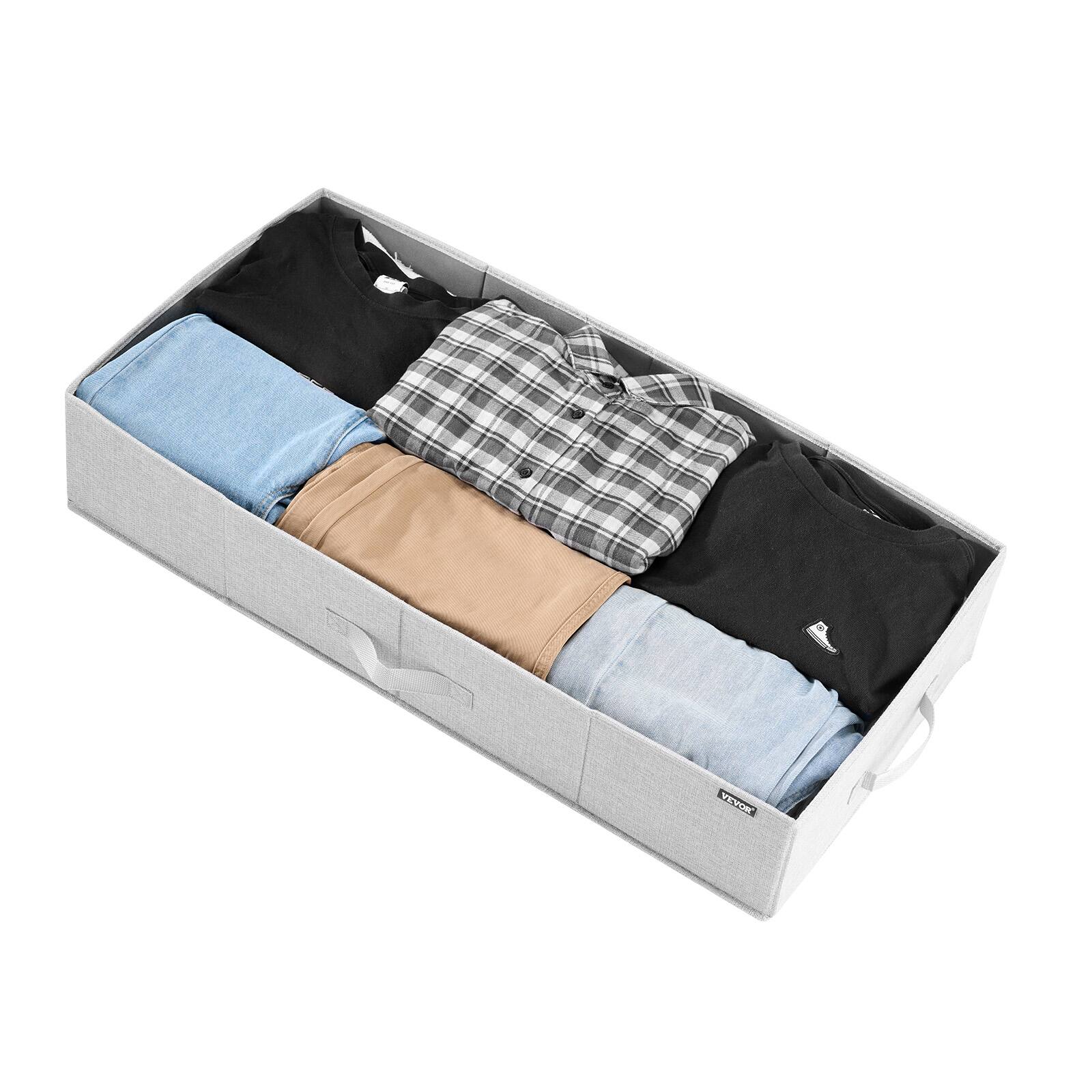 Alt View 5. VEVOR - Under Bed Storage with Lids,31.7 x 15.9 x 6.1 Inch,48L Large Storage Containers,Low Profile Gray Under Bed Drawer,2 Pack - Gray.