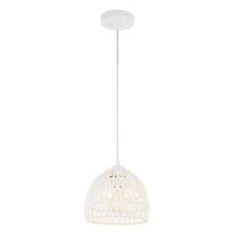 Jonathan Y - Campana 8.25" 1-Light Bohemian Modern Woven Rope/Iron LED Pendant - White