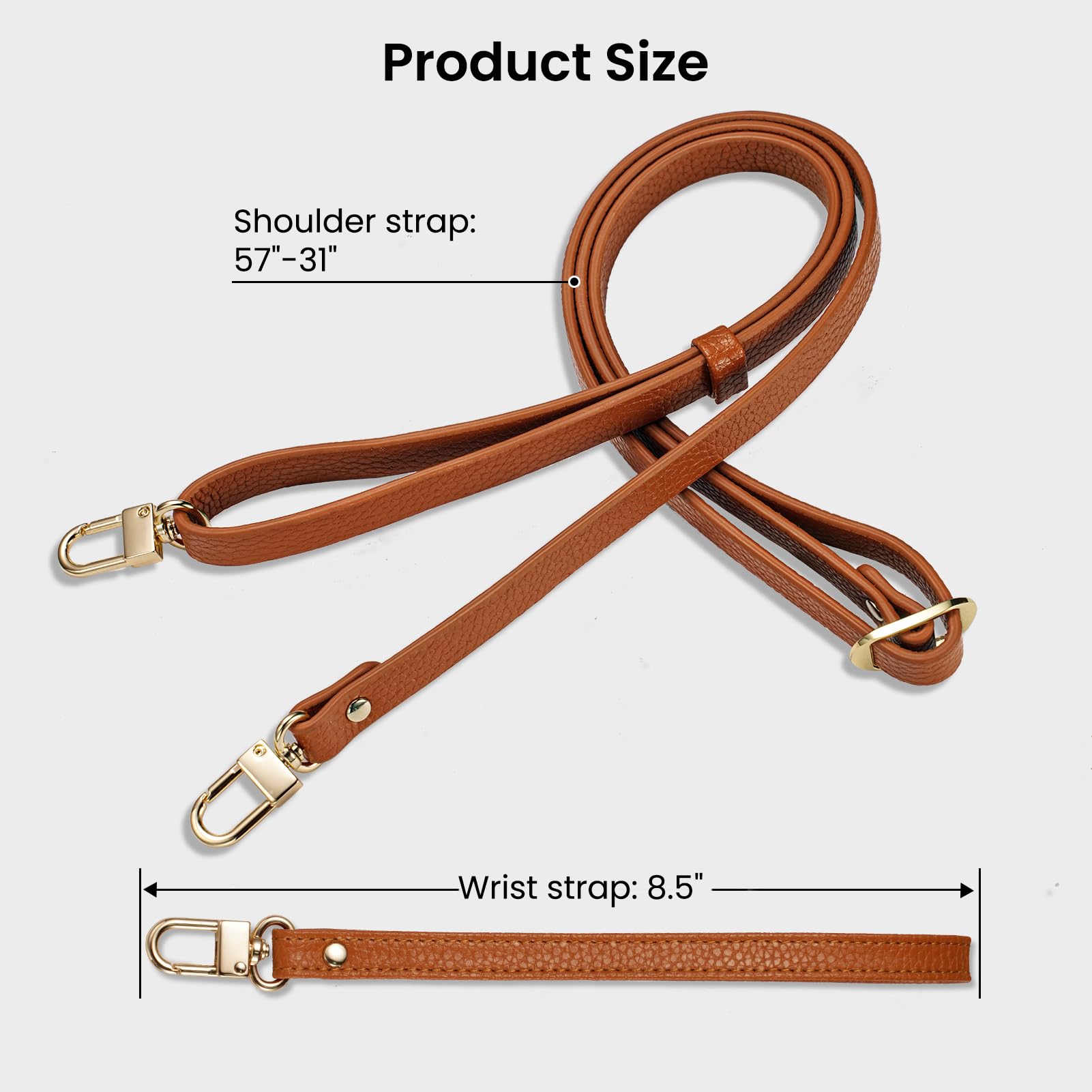 Product Size

Shoulder strap: 57" - 31"

Wrist strap: 8.5"