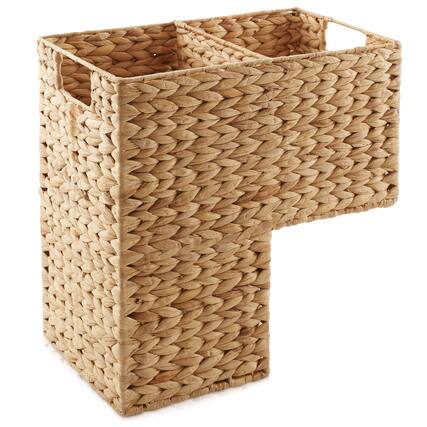 Front. Casafield - Stair Basket w/ Handles for Staircases - Woven Organizer Bin for Steps - Natural - Hyacinth.
