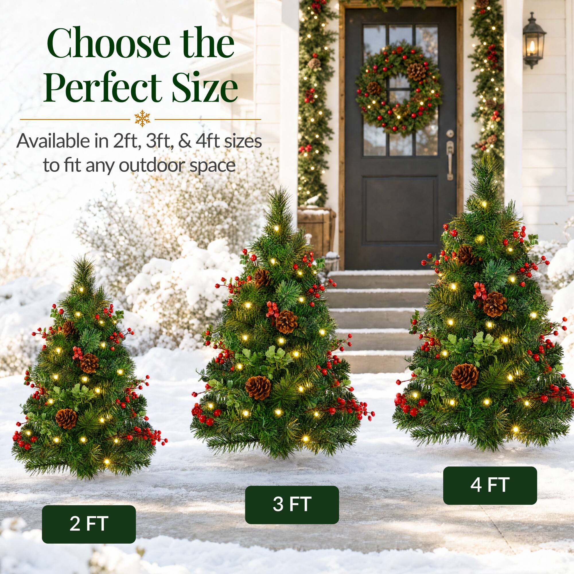 Choose the Perfect Size  
Available in 2ft, 3ft, & 4ft sizes to fit any outdoor space  
2 FT  
3 FT  
4 FT
