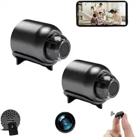 Cluzine - Mini Wireless WiFi Camera 1080p HD, Discreet Hd 1080p WiFi Hidden Spy Camera (2 pcs)