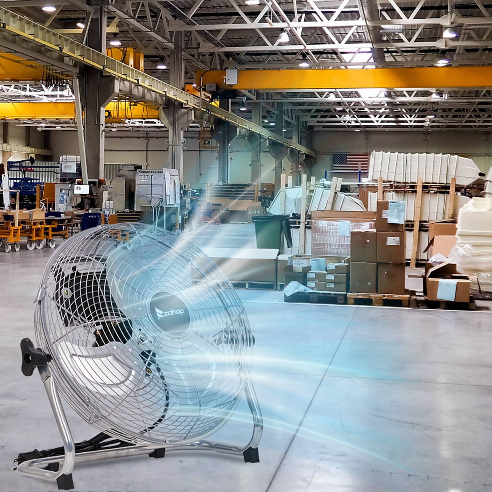 Alt View 9. Winado - MFL-300 12" 3-Speed High Velocity Heavy Duty Metal Floor Fan with handle, 3183 CFM, 90°~180°-Degree Tilt, Powerful - Silver.