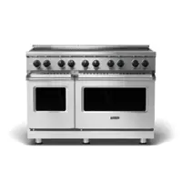 Viking - 5 Series 48" Wide Freestanding Electric Induction Range - Stainless with Brushed Brass Accents - Front_Zoom