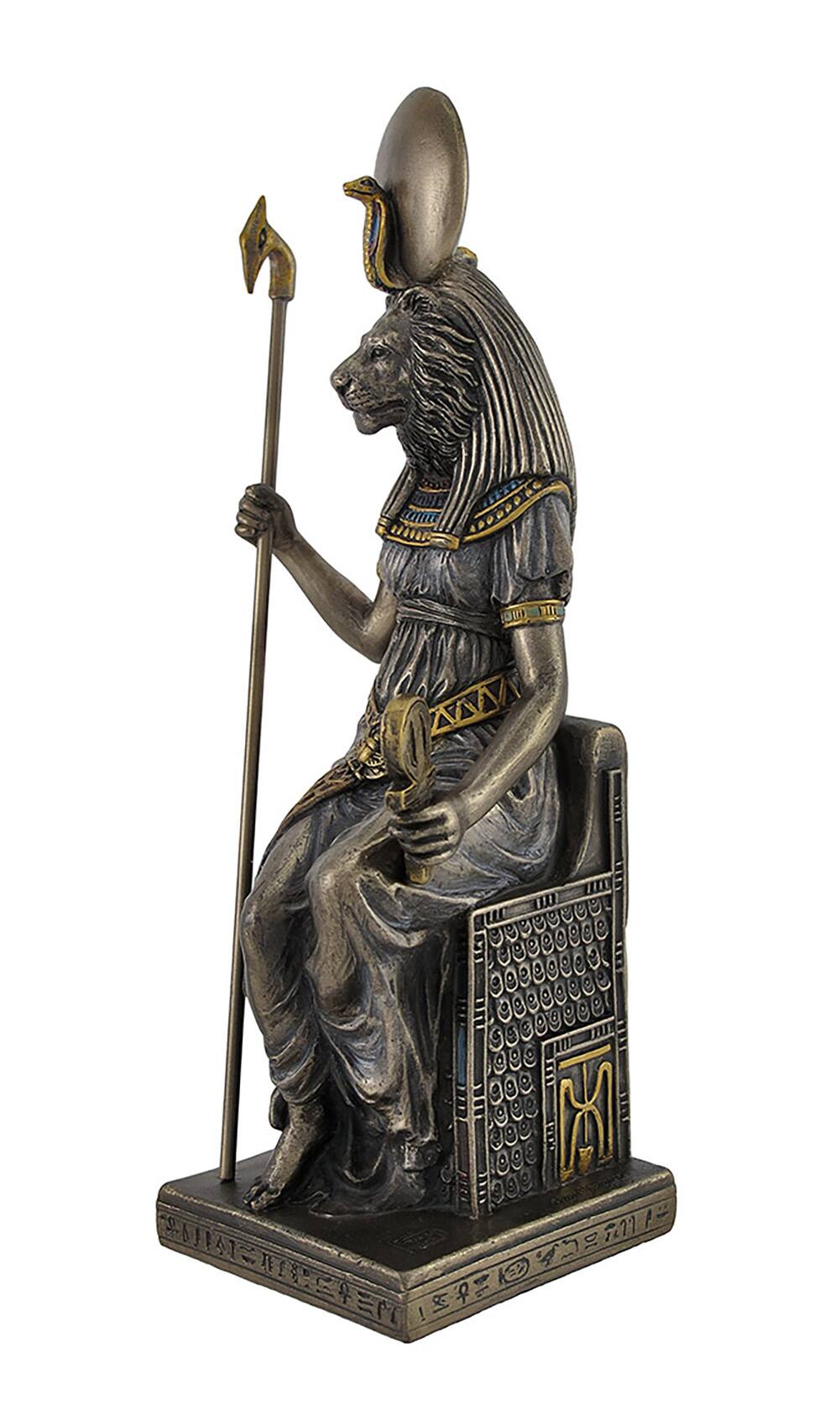 Alt View 2. Veronese Design - Egyptian Goddess Sekhmet Sitting on Throne Statue - Brown.