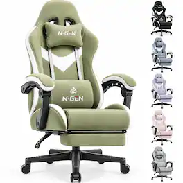 Celtoss - Gaming Chair, Ergonomic Breathable Fabric Chair with Reclining Backrest, Footrest & High-Density Foam - Green