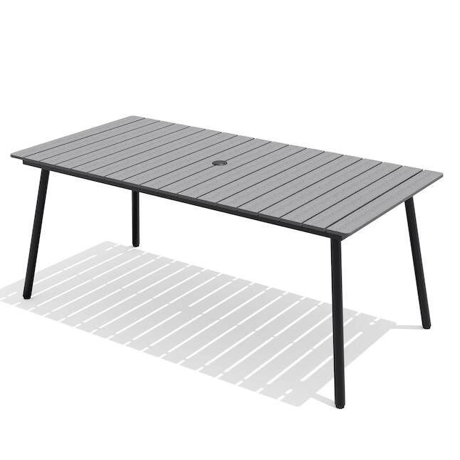 Alt View 7. Crestlive Products - Crestlive Products 72/82-in Patio Plastic-Wood Top Aluminum Frame Rectangle Outdoor Dining Table with Umbrella Hole - gray.