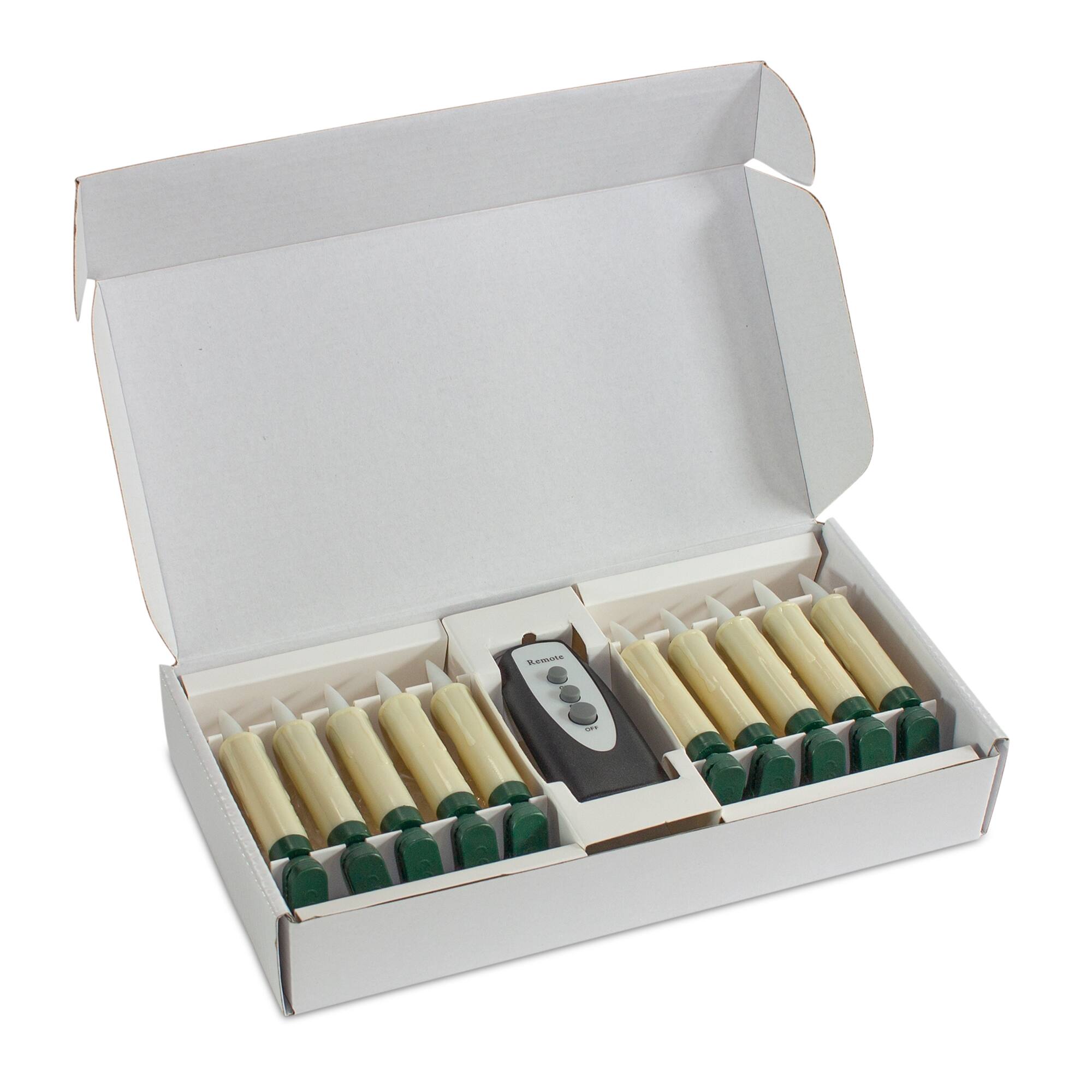 Back. BreeBe - LED FIA Flame Clip-on Candle Taper or Suction Cup (Set of 10) - White, Green.